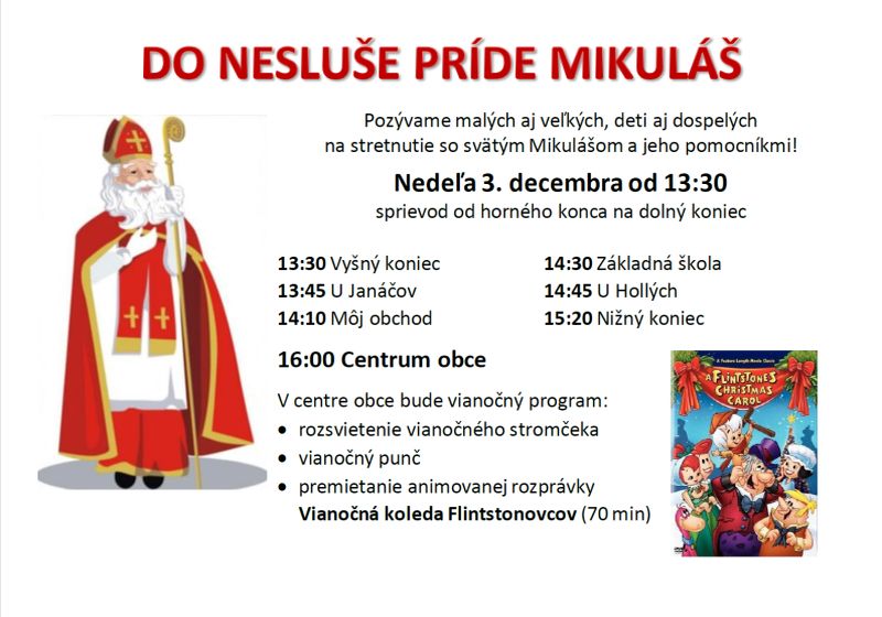 Mikuláš 2017 - plagát Do Nesluše príde Mikluáš