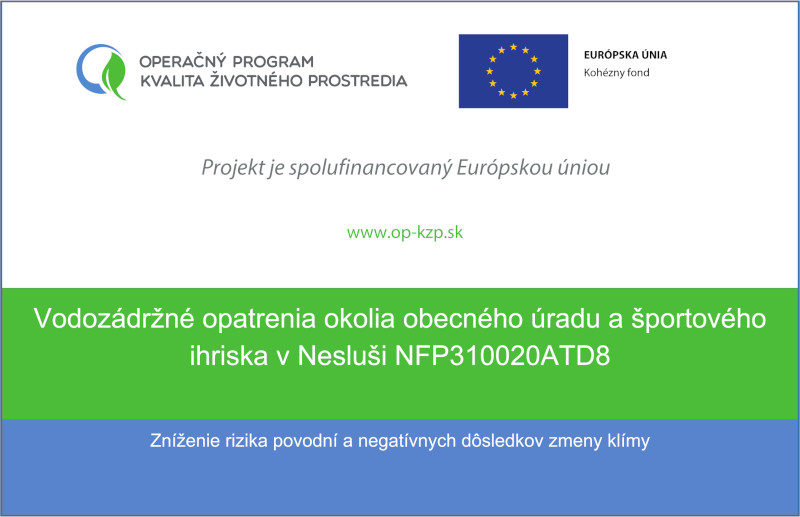 Informačná tabuľka k projektu: vodozádržné opatrenia pri OcÚ Nesluša