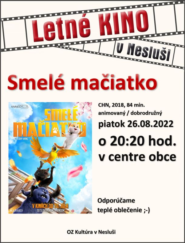 Letné kino v Nesluši - Smelé mačiatko (plagát)