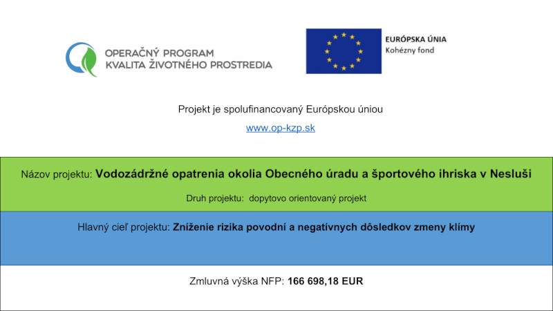 Informačná tabuľka k projektu: vodozádržné opatrenia pri OcÚ Nesluša