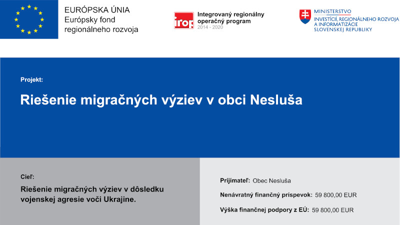 Plagát projektu Riešenie migračných výziev v obci Nesluša