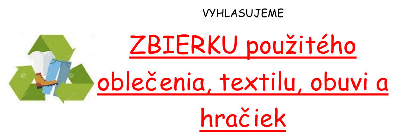 Zbierka použitého oblečenia, textilu, obuvi a hračiek