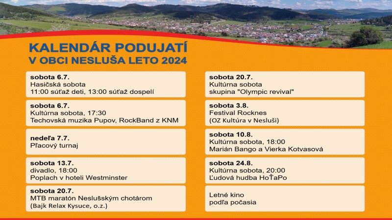 Kalendár podujatí na leto 2024