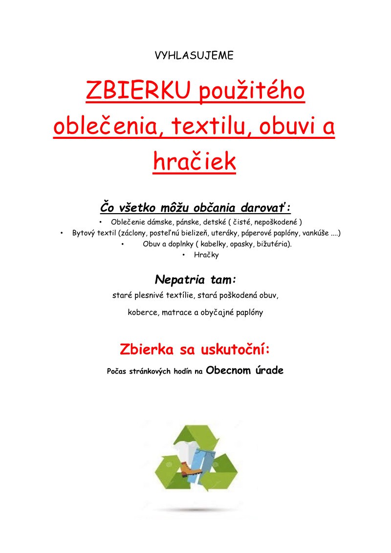 Plagát k zbierke použitého textilu