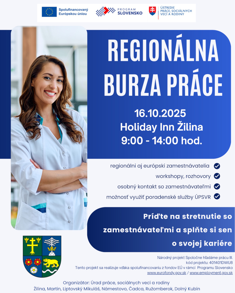 Plagát podujatia Regionálna burza práce