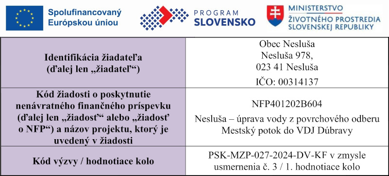 Logá EÚ, Program Slovensko, MŽP SR, identifikácia žiadosti